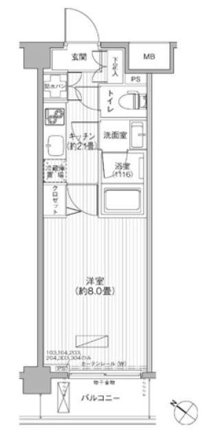 クラール阿佐ヶ谷(1K/1階)の間取り写真