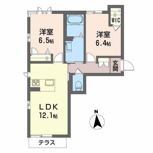 シャーメゾンガーデン福島C(2LDK/1階)の間取り写真