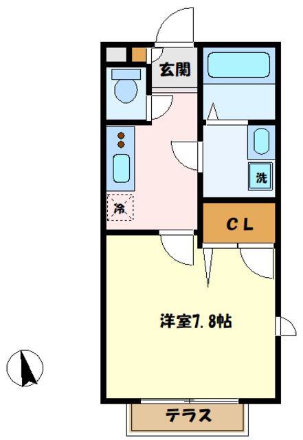 ピノ・ウィスタ新百合ヶ丘(1K/1階)の間取り写真