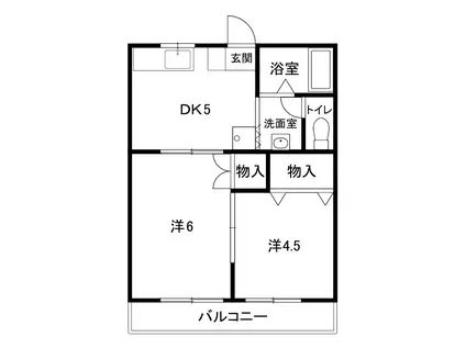 第1東峰コーポ(2DK/1階)の間取り写真