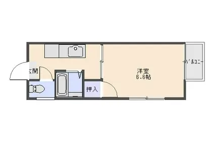 グリーンハイム(1K/2階)の間取り写真