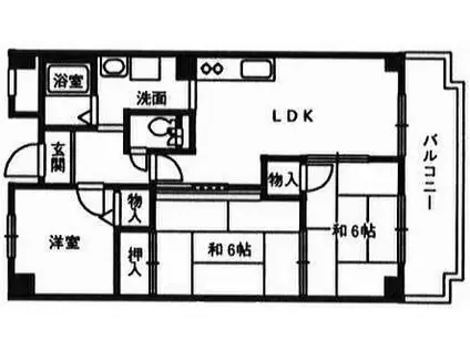 グランドハイツ岡森(3LDK/5階)の間取り写真