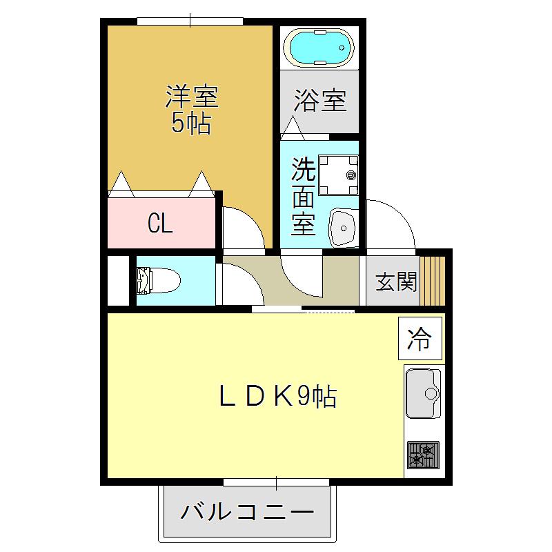 アトリオ・フラン B棟(1LDK/2階)の間取り写真