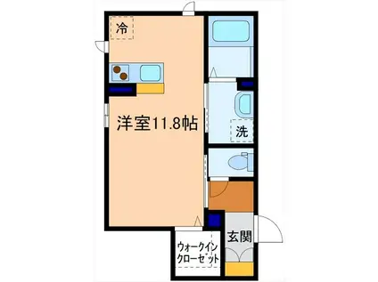 南町 かがやき(ワンルーム/1階)の間取り写真