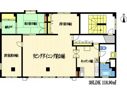 杉山ビル(3SLDK/3階)の間取り写真