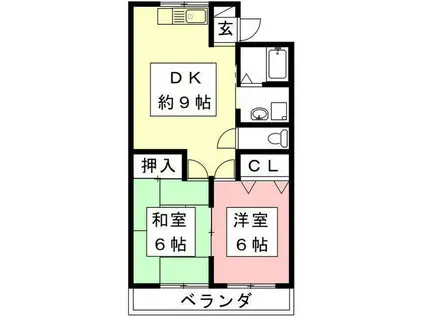 吉田グリーンハイツII(2DK/3階)の間取り写真