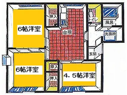 ニュークリスタル(3DK/2階)の間取り写真