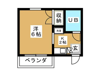 ブルーライン 蒔田駅 徒歩13分 2階建 築37年(1K/2階)の間取り写真