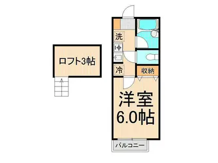 パークフロント谷中B棟(1K/2階)の間取り写真