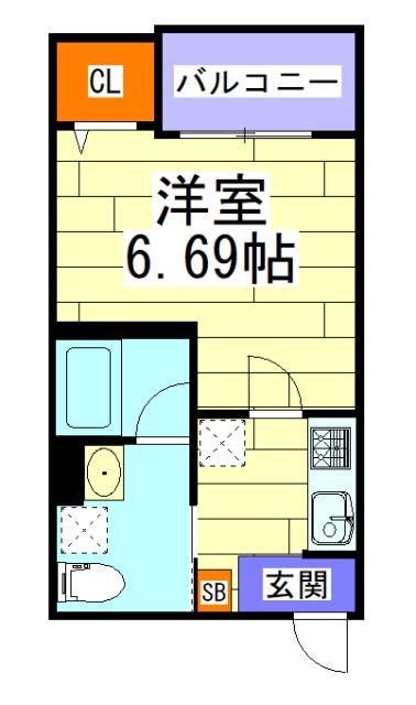 GREEN LIFE(1K/2階)の間取り写真