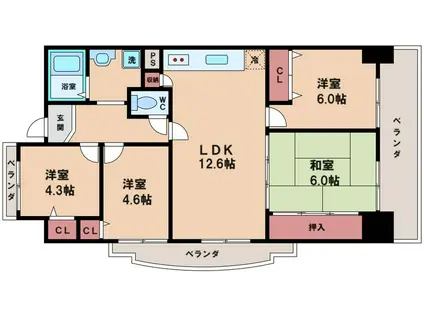 コーシャハイツ苅田(4LDK/1階)の間取り写真