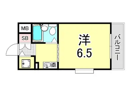ジョイフル南塚口I号館(1K/4階)の間取り写真
