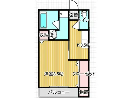 コーポさもと(1K/1階)の間取り写真