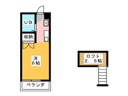 WOODBELLIIB(1K/2階)の間取り写真