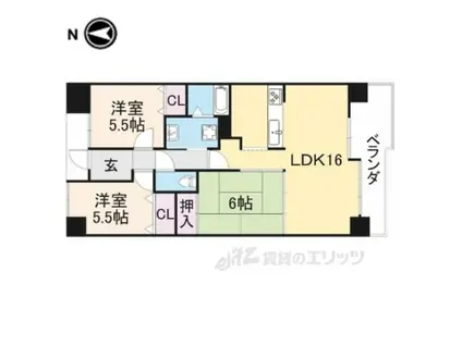 SLマンション長浜(3LDK/13階)の間取り写真