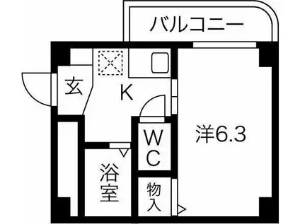山路ハイツIII(ワンルーム/2階)の間取り写真