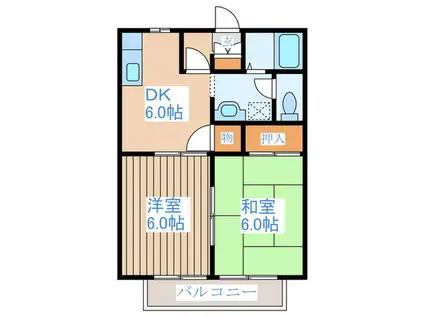 ガーデンコートA(2DK/2階)の間取り写真