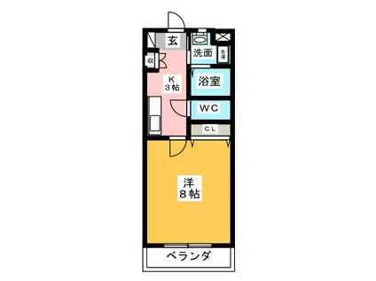 シューフルールVI(1K/1階)の間取り写真