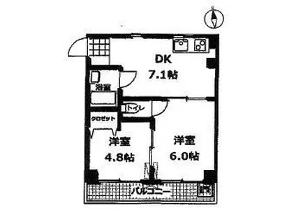 オリーブコート三吉2(2DK/4階)の間取り写真