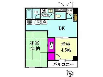 メゾンクレール(2DK/1階)の間取り写真