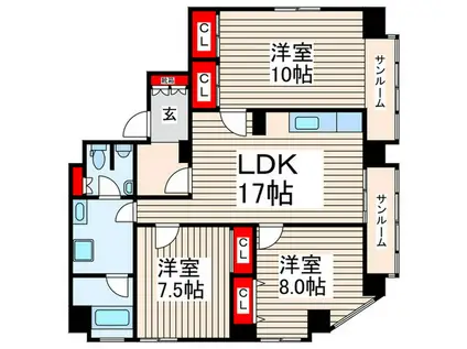 サクマビル11(3LDK/2階)の間取り写真