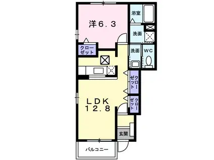 サンライト若松II(1LDK/1階)の間取り写真