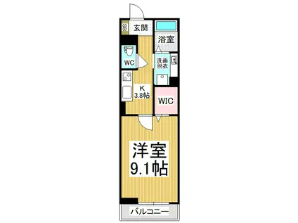 コンフォーティア広丘吉田I(1K/2階)の間取り写真