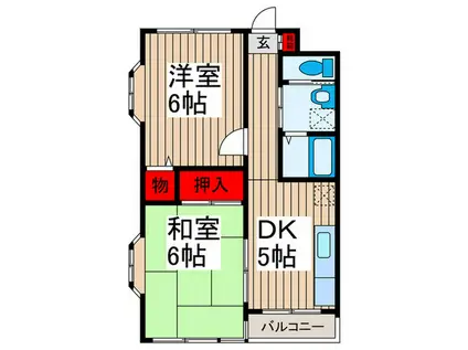 宇田川マンション(2DK/2階)の間取り写真
