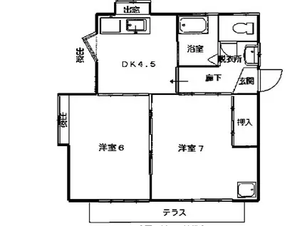 第5若草コーポ(2DK/1階)の間取り写真