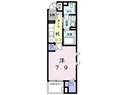 グレイスコモンズ東静岡(1K/1階)の間取り写真