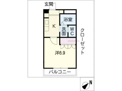 パークサイド武蔵塚(1K/2階)の間取り写真