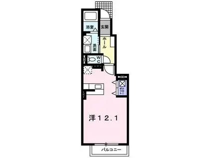 レイクタウンII(ワンルーム/1階)の間取り写真