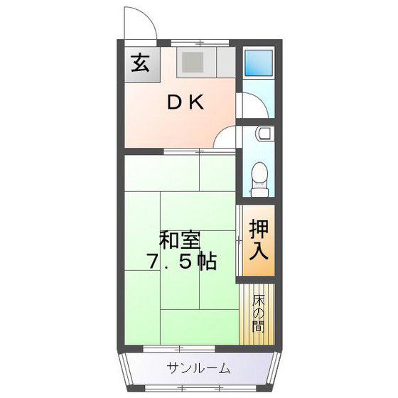 コーポ山本(1DK/2階)の間取り写真