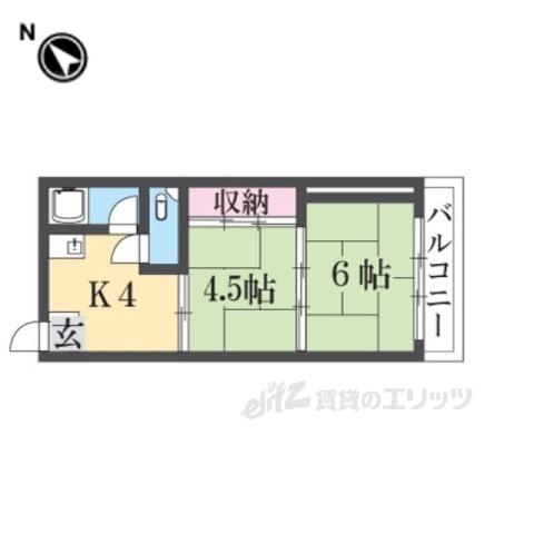 一分マンション(2DK/2階)の間取り写真