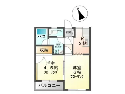 村越第二マンション(2K/2階)の間取り写真