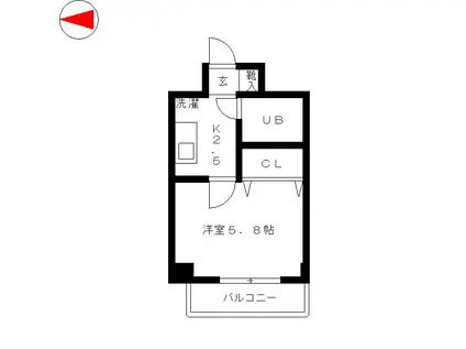 サンライズハイツII(1K/1階)の間取り写真