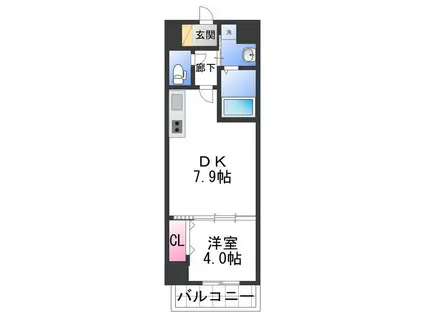 シャルマンフジ和歌山駅前(1DK/2階)の間取り写真