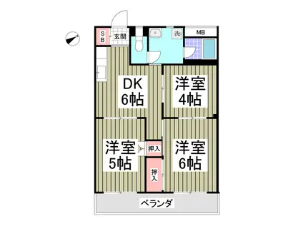 石川マンション(3DK/3階)の間取り写真