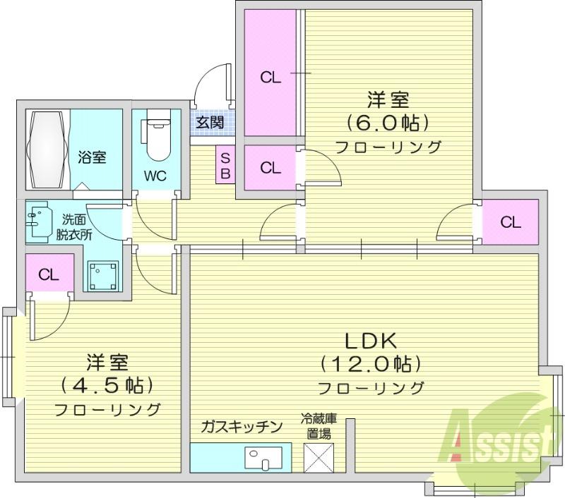 ベルハウス南光台(2LDK/1階)の間取り写真
