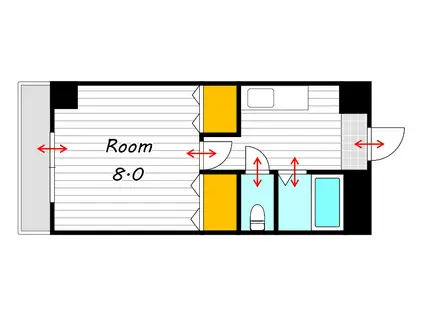サンツボイIII(1K/4階)の間取り写真