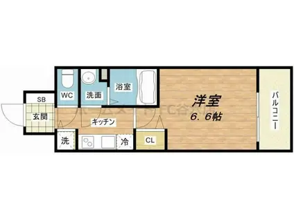 プレサンス堺筋本町駅前シェル(1K/10階)の間取り写真