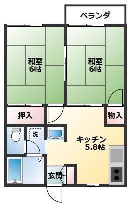 アネスタ並木(2DK/1階)の間取り写真