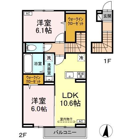 グリーンフォレスト(2LDK/2階)の間取り写真