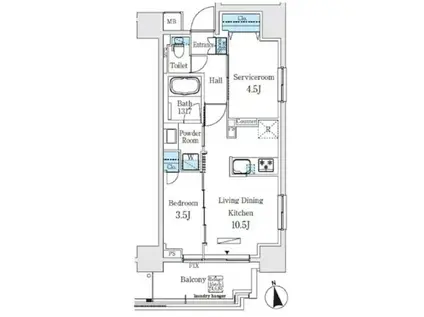 コスモグラシア浅草(2LDK/3階)の間取り写真