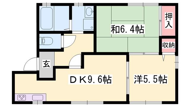 ハーティー黍田 B(2DK/1階)の間取り写真