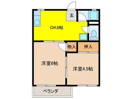 コーポラス林町(2DK/1階)の間取り写真