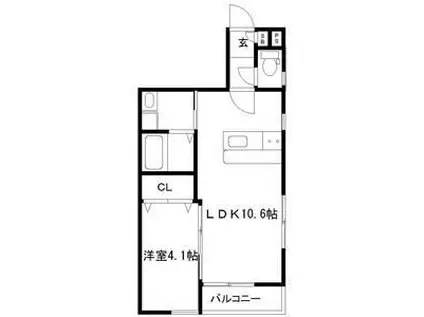 JULIAI棟(1LDK/1階)の間取り写真