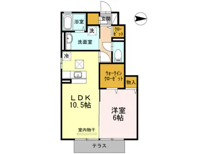 D-ROOM東高松(1LDK/1階)の間取り写真