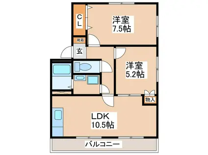 望月マンション(2LDK/1階)の間取り写真