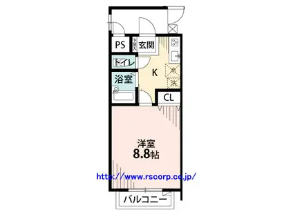 ROSE GARDEN(1K/2階)の間取り写真